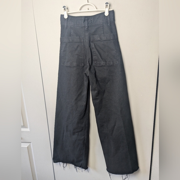 ZARA The Marine Straight Pants Black High Rise Flare Size 2 - Picture 5 of 12